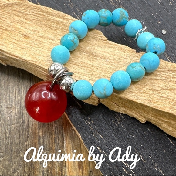 Alquimia Jewelry - turquoise beaded gem ring infinity band charms